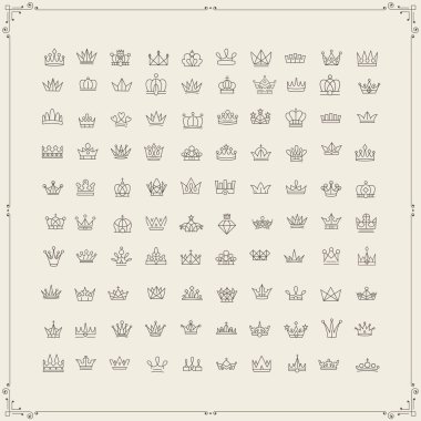 Tasarım vektör hanedan öğeleri. Siyah kron büyük kümesi. El