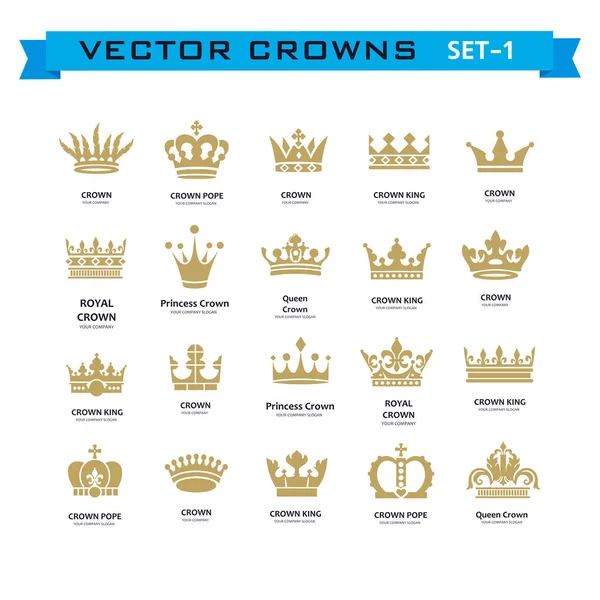 Vector collectie van creatieve koning, koningin, prinses, kronen van de paus Rechtenvrije Stockvectors