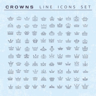 Tasarım vektör hanedan öğeleri. Siyah çizgi kron kümesi.