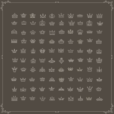 Tasarım vektör hanedan öğeleri. Bej renkli çizgi kron kümesi