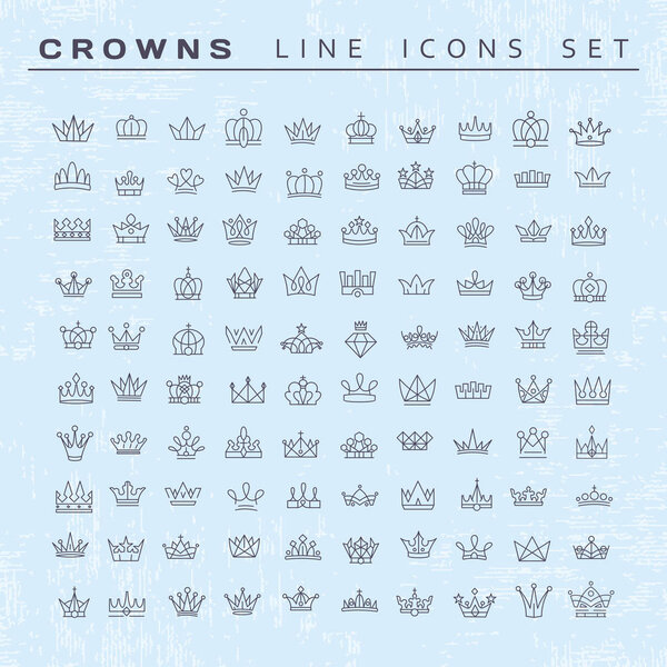 Дизайн векторных геральдических элементов. Набор коронок чёрной линии
.