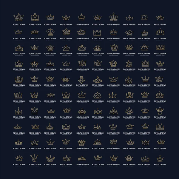 Colección vectorial de rey creativo, reina, princesa, coronas de papa — Vector de stock