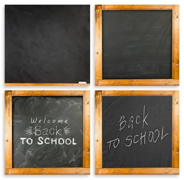 Back to school handwritten with white chalk on a blackboard — Stock Photo, Image