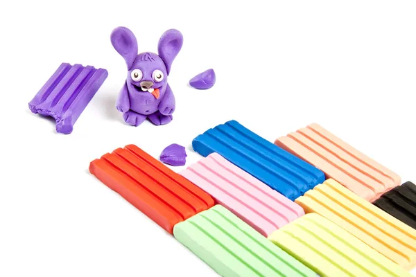 Children's toy made from plasticine on white background. — Stock Photo, Image