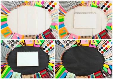 Çerçeveler farklı arka plan üzerinde okul kümesi sağlar.