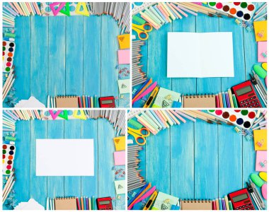 Çerçeveler farklı arka plan üzerinde okul kümesi sağlar.