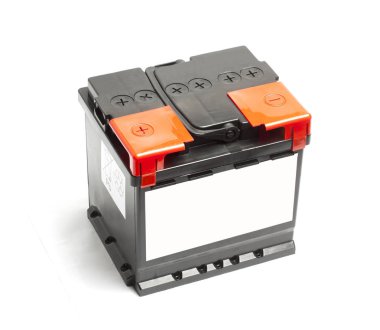 Beyaz bir arka plan üzerinde izole Siyah araba aküsü.