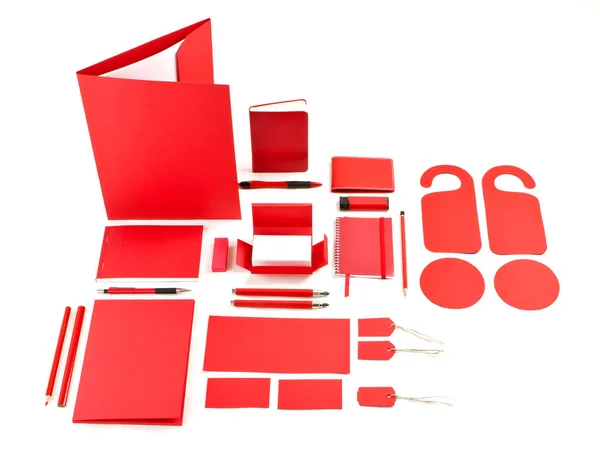 Set of red corporate identity templates on white. — Stock Photo, Image
