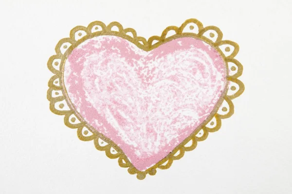 Painting of big heart over white background.