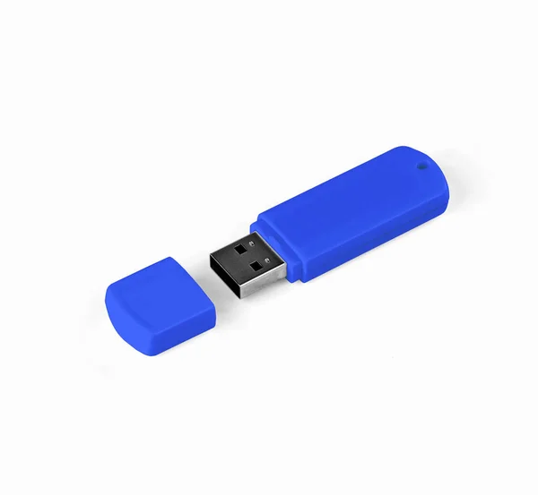 Синий USB Flash Drive на белом фоне . — стоковое фото