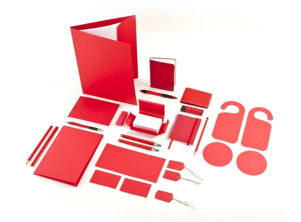 Set of red corporate identity templates on white. — Stock Photo, Image