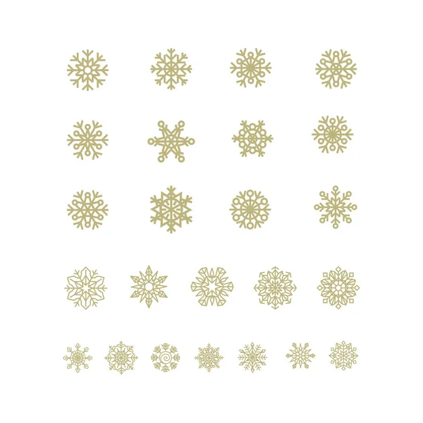 Goldene Schneeflocken auf weißem Hintergrund — Stockvektor