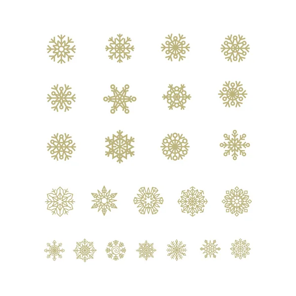 Icono de copos de nieve dorados sobre fondo blanco — Vector de stock