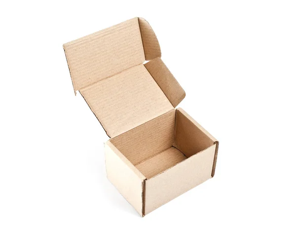Nyitott karton doboz, csomagolás egy fehér háttér. — Stock Fotó