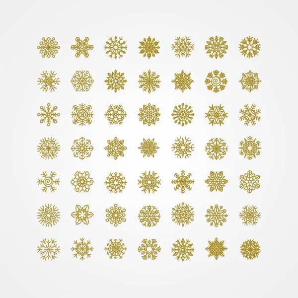 Ícone de flocos de neve dourados no fundo branco — Vetor de Stock