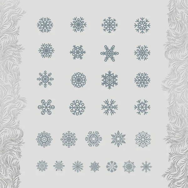 Black snowflakes line icon on beige background. — Stock Vector