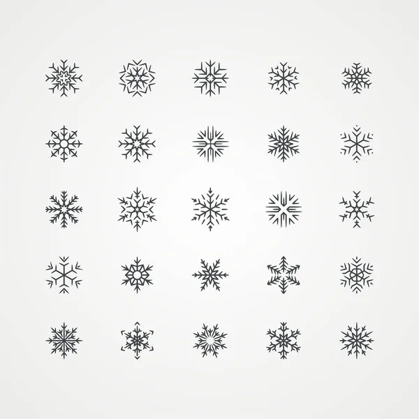 Icono de copos de nieve negros sobre fondo blanco . — Vector de stock