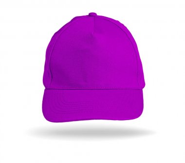 Beyaz bir arka plan üzerinde pembe beyzbol şapkası.