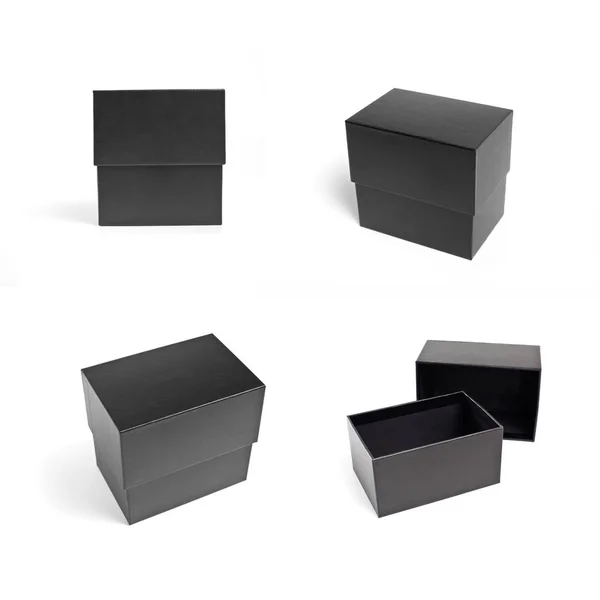 Conjunto de cajas cerradas y abiertas para embalaje sobre fondo blanco —  Fotos de Stock