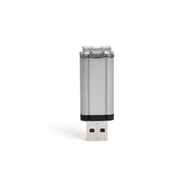 Beyaz bir arka planda gri usb birden parlamak götürmek.