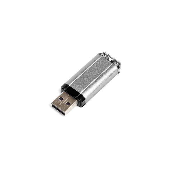 Chiavetta USB grigia su sfondo bianco . — Foto Stock