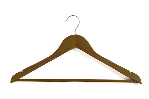 Wooden hanger for clothes on a white background. — Stock Photo, Image