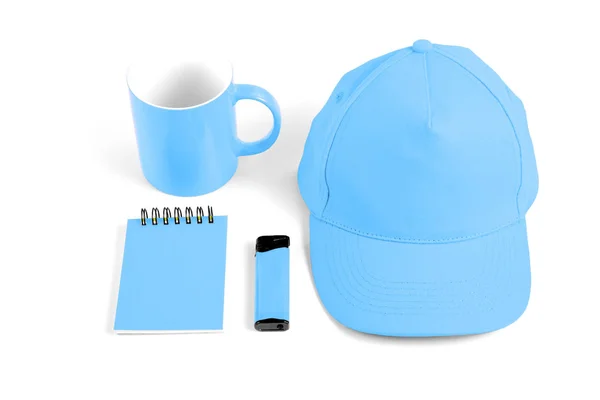 Set med blå inslag för företagsidentitet design på vit baksida — Stockfoto