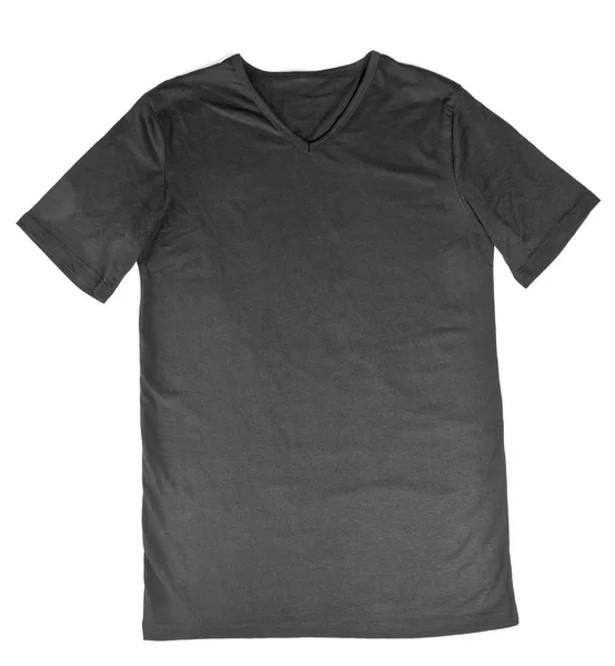 Czarny t-shirt udawanym się białe tło, gotowy zamienic swoje — Zdjęcie stockowe