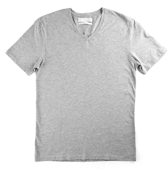 Graues T-Shirt-Attrappe auf weißem Hintergrund — Stockfoto