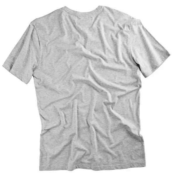 Widok Backl szary t-shirt na białym tle. — Zdjęcie stockowe