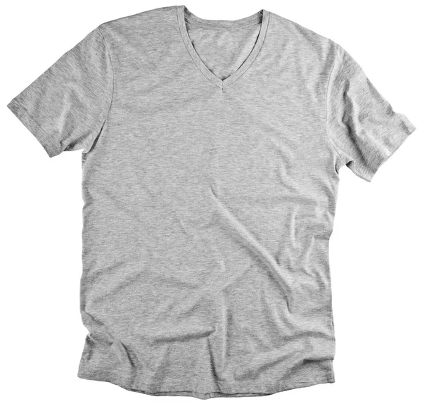 Vorderseite des grauen T-Shirts auf weißem Hintergrund. — Stockfoto