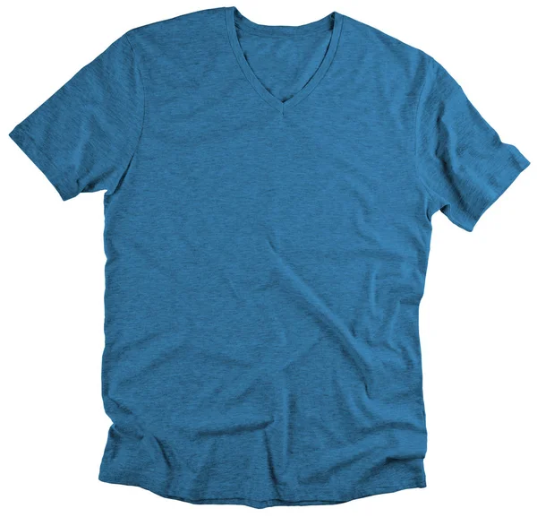 Vorderseite des blauen T-Shirts auf weißem Hintergrund. — Stockfoto