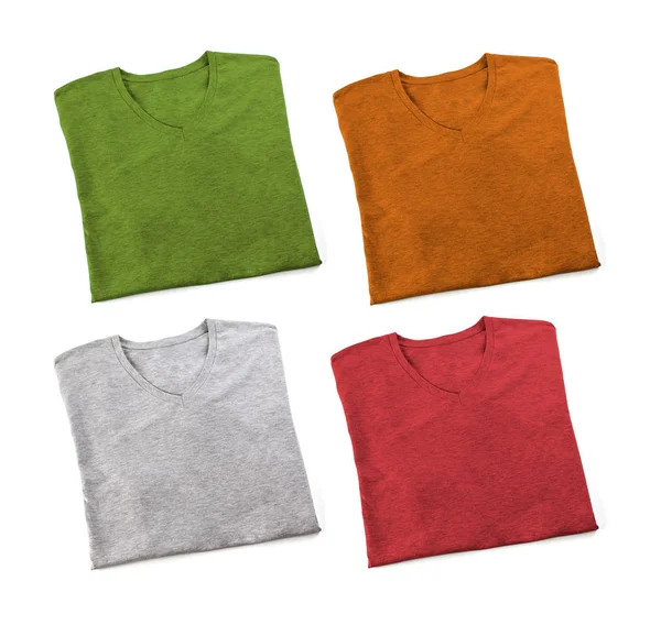 Set aus bunten gefalteten T-Shirt-Attrappen — Stockfoto