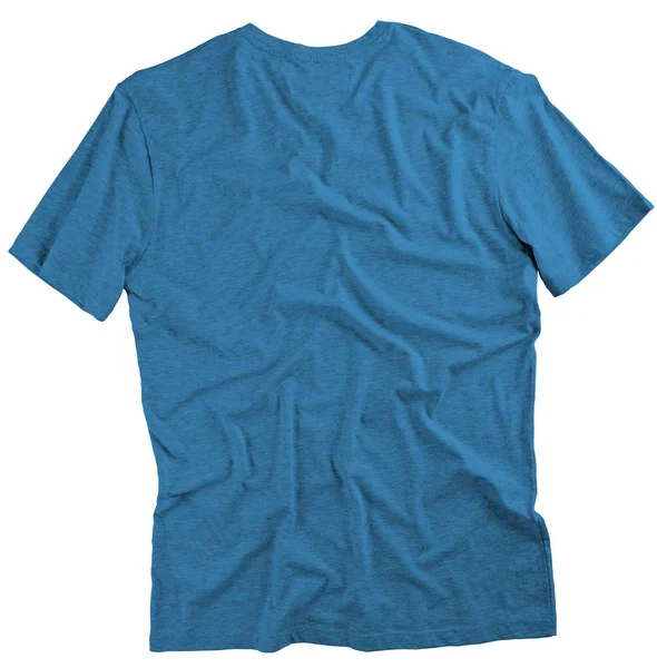 Rückseite des blauen T-Shirts auf weißem Hintergrund. — Stockfoto