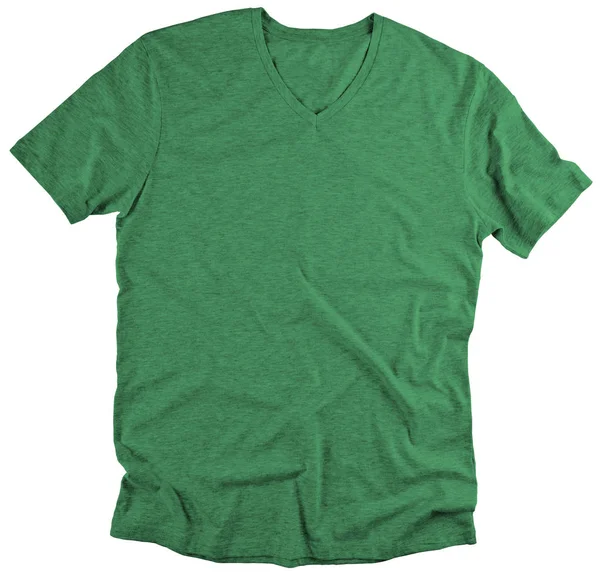 Vorderseite des grünen T-Shirts auf weißem Hintergrund. — Stockfoto