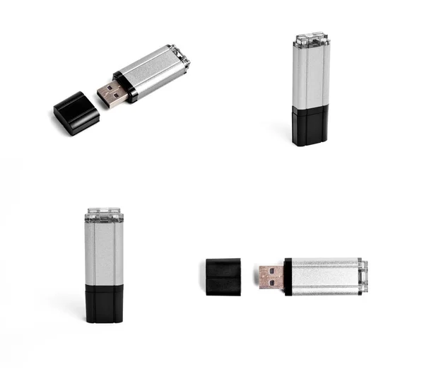 Diferente punto de vista de la unidad flash USB sobre un fondo blanco — Foto de Stock