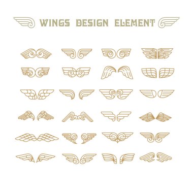 El kanatları çekilmiş. Tasarım öğeleri kümesi. Vektör çizim.