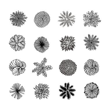 Farklı bitki ve ağaçlar set peyzaj tasarımı için vektör