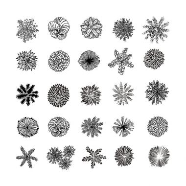 Farklı bitki ve ağaçlar set peyzaj tasarımı için vektör