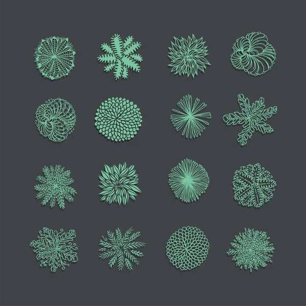 Diferentes plantas e árvores conjunto vetorial para o projeto da paisagem — Vetor de Stock