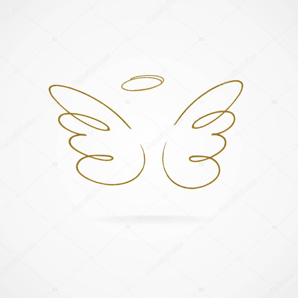 Vector illustration of big golden wings.