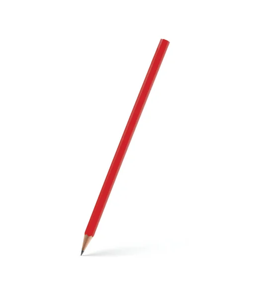 Červená tužka se stínem na bílém pozadí. — Stock fotografie