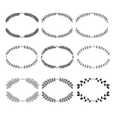 Defne ve çelenk. Tasarım öğeleri için davetiye, tebrik kartları, tırnak, Bloglar, posterler ve daha fazlası. Mükemmel düğün çerçeveleri için