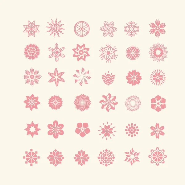 Silhouettes of flowers. Floral icon set — Stock Vector