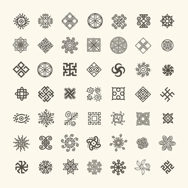 Tasarımınız için Slav pagan sembolleri ile simgelerin ayarlamak — Stok Vektör