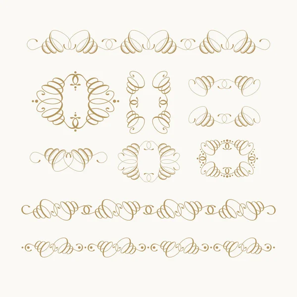 Vector set of calligraphic design elements and page decor. — Stock Vector