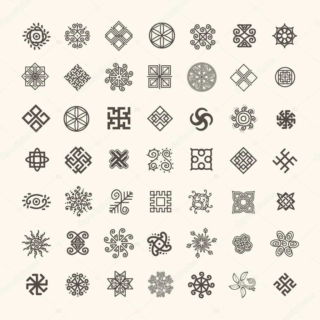 Set of icons with Slavic pagan symbols for your design