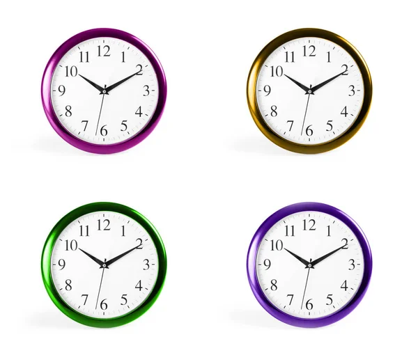 Set of classic wall clocks on a white background. — Stock Photo, Image
