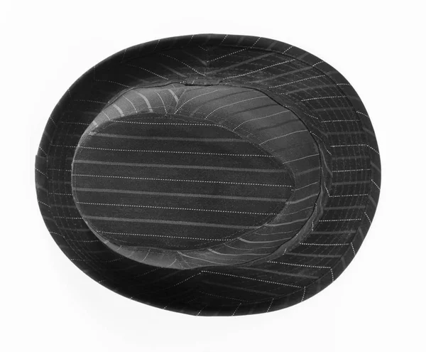 Sombrero rayado negro aislado sobre fondo blanco, vista superior . — Foto de Stock