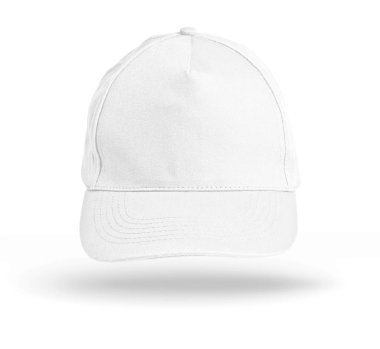 Beyaz bir arka plan üzerinde beyaz beyzbol şapkası.